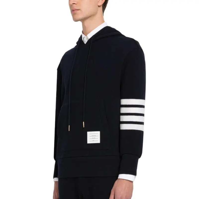 THOM BROWNE Drawstring Knitted Hoodie-6
