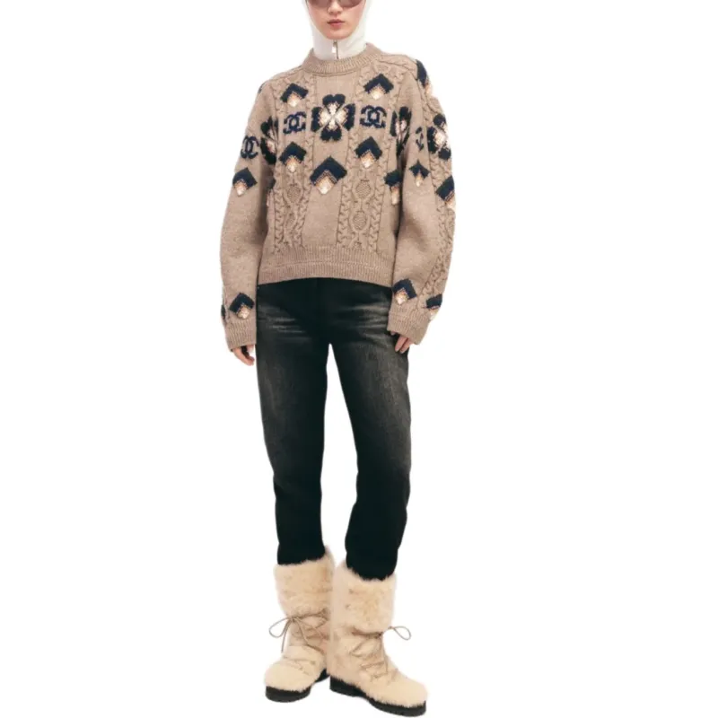 CHANEL NEIGE Ski Series 24 Fall And Winter Sweater Women's Beige-1