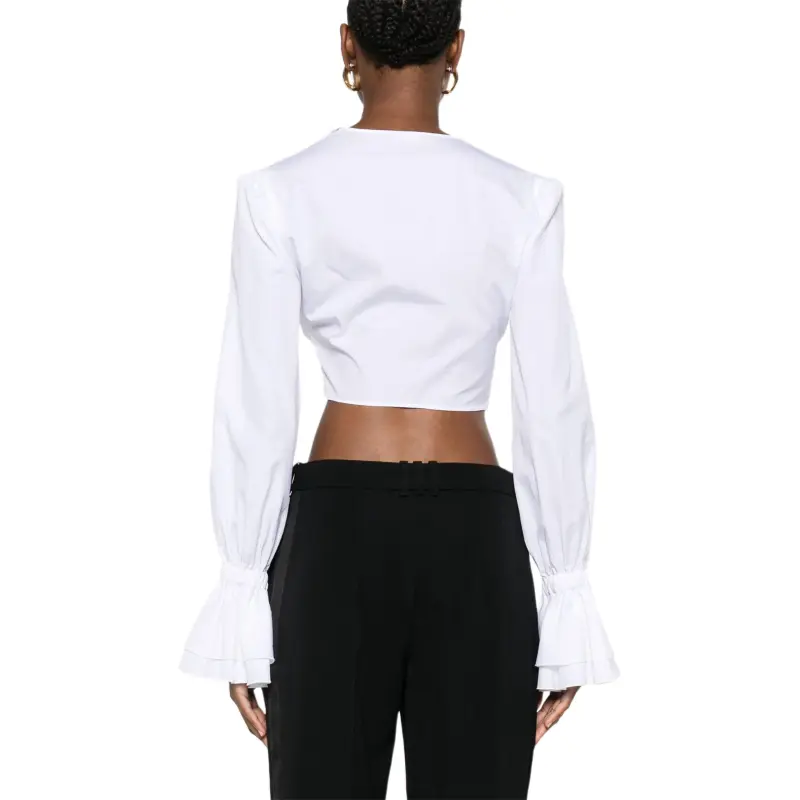 BALMAIN Ruffle Detailed Cropped Shirt-2