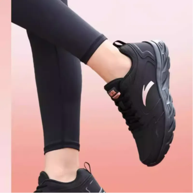Anta Cushioned Slip Resistant Low Top Running Shoes Women's Black-2