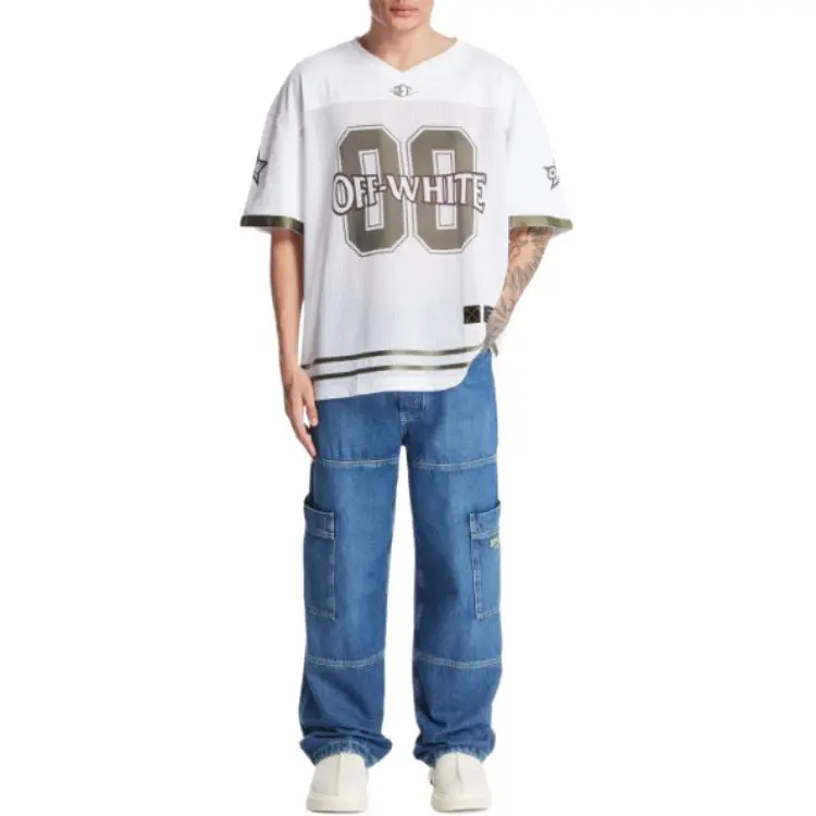 OFF WHITE Irregular Logo Embroidered Jeans-1