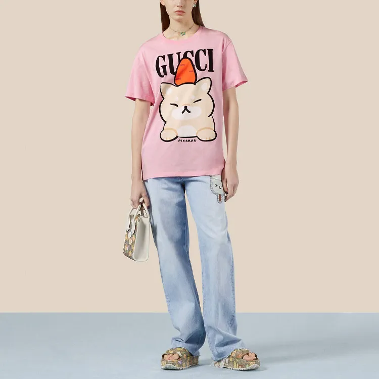 GUCCI Animal Print T Shirt Pink-1