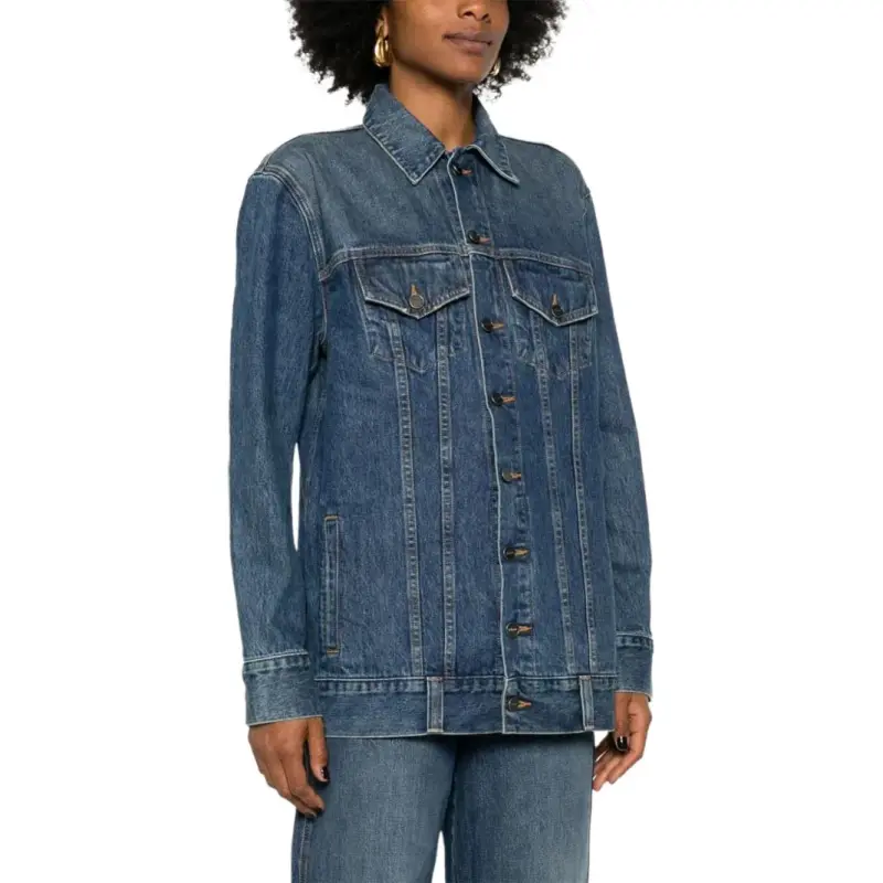 KHAITE The Ross Button Up Denim Jacket-3