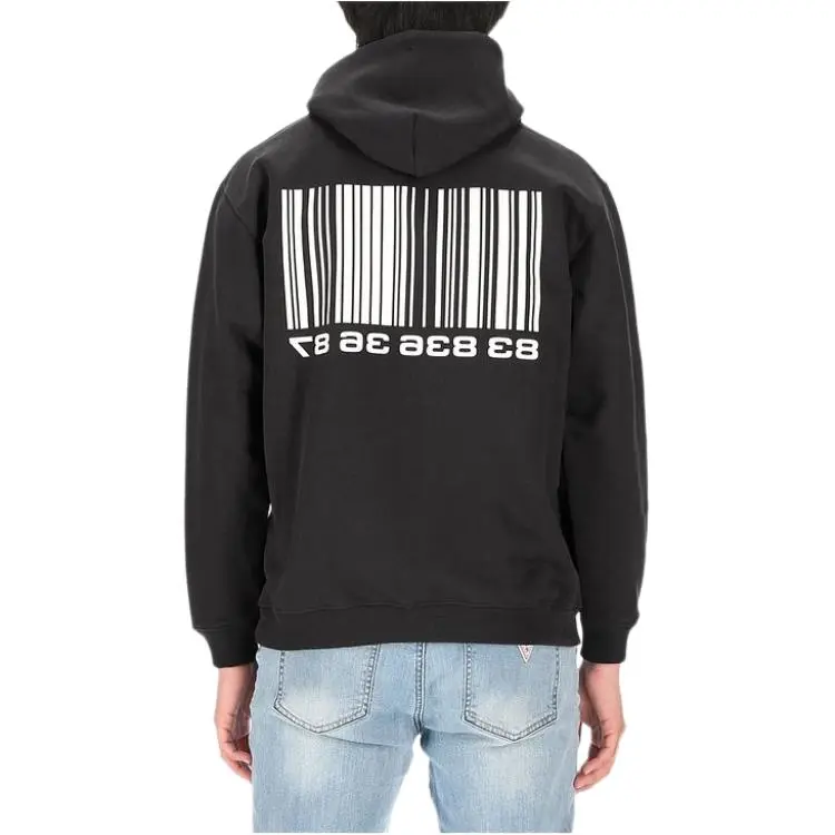 VTMNTS Barcode Printed Drawstring Hoodie-4