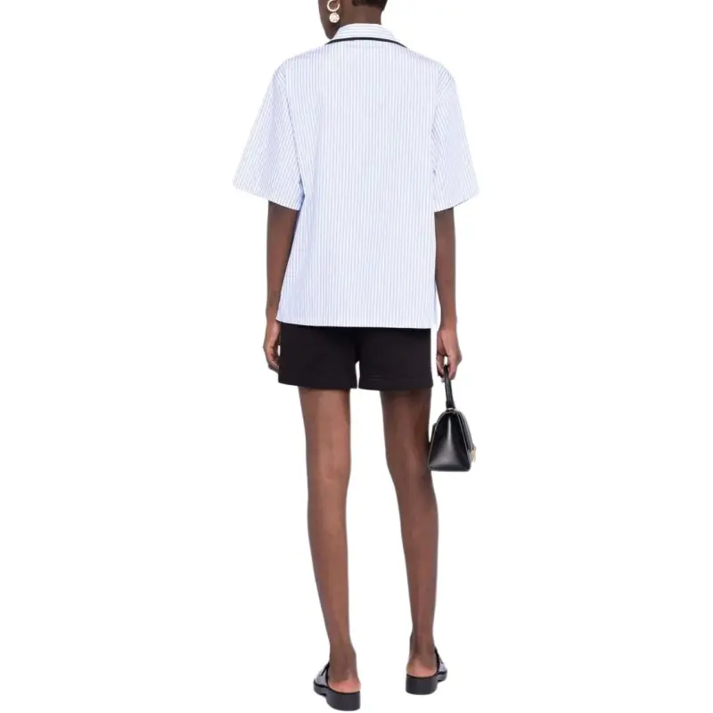 PRADA Striped Bowling T Shirt White/Blue-3