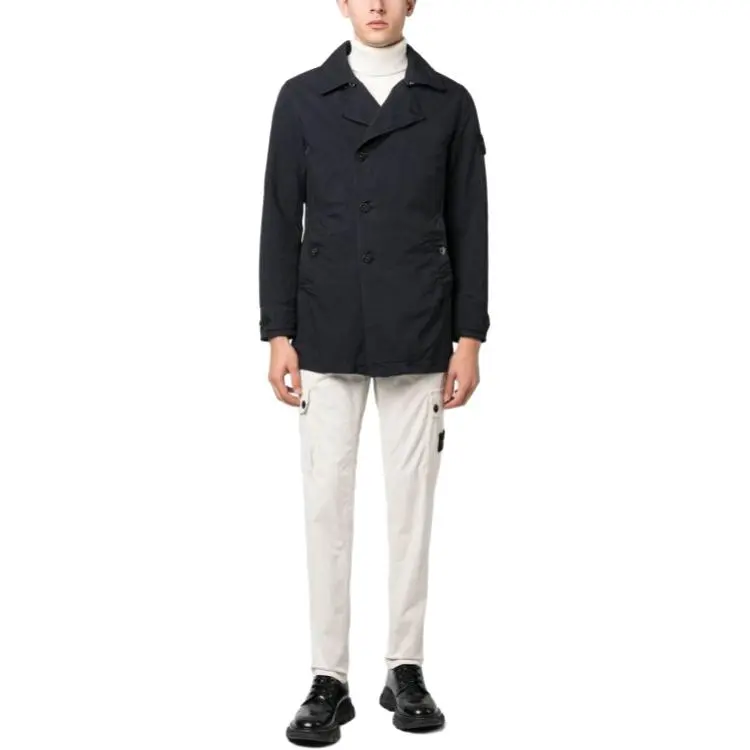 STONE ISLAND Compass Patch Long Sleeved Button Up Coat-2