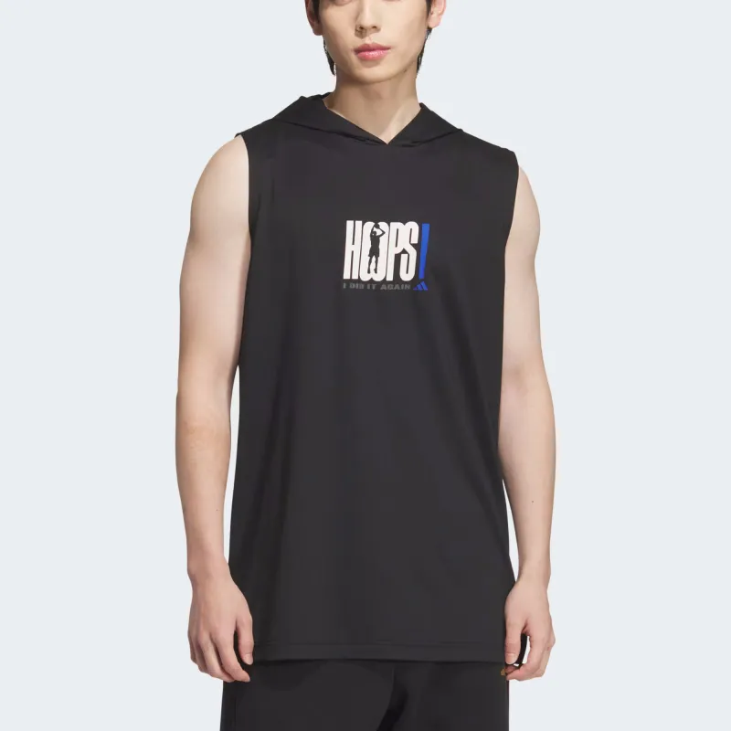 Adidas BASKETBALLHooded Basketball Jersey Unisex Black-1