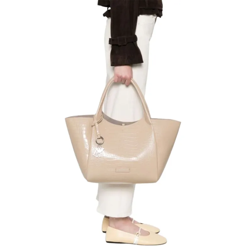 EMPORIO ARMANI PU Tote Bag, Shopping Bag, Handbag Tubas Women's Beige-3
