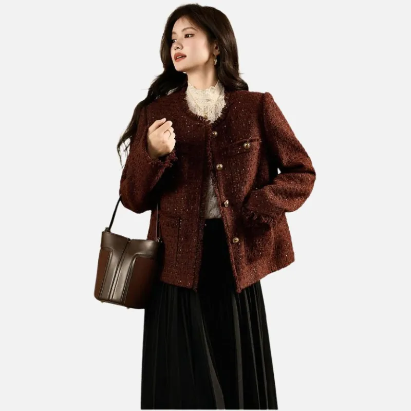 SUBEN Cropped Coat Women's Burgundy-3