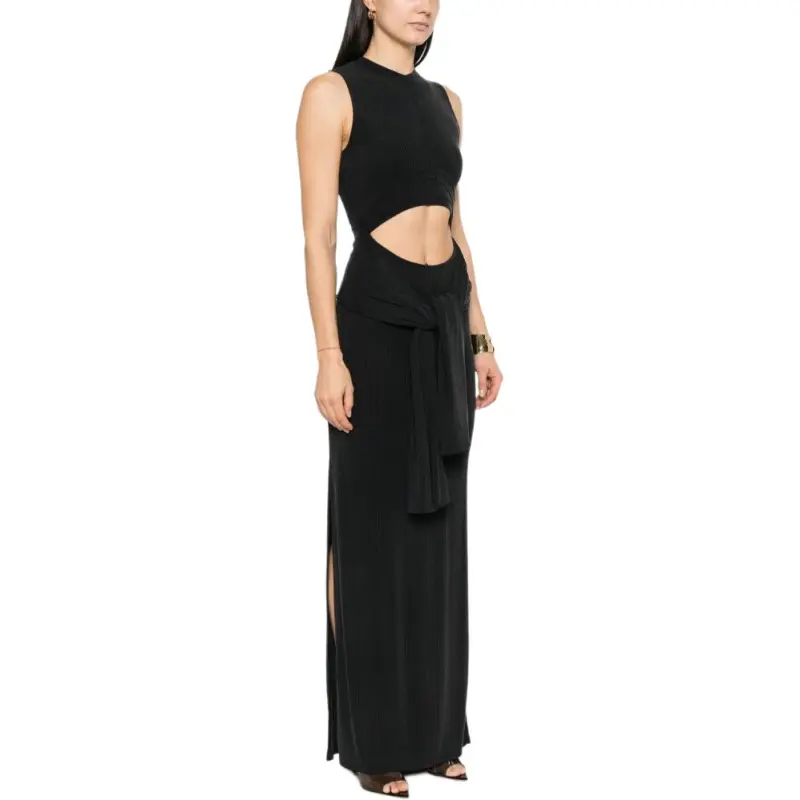 BALMAIN Cut Out Detailed Ribbed Maxi Dress-3