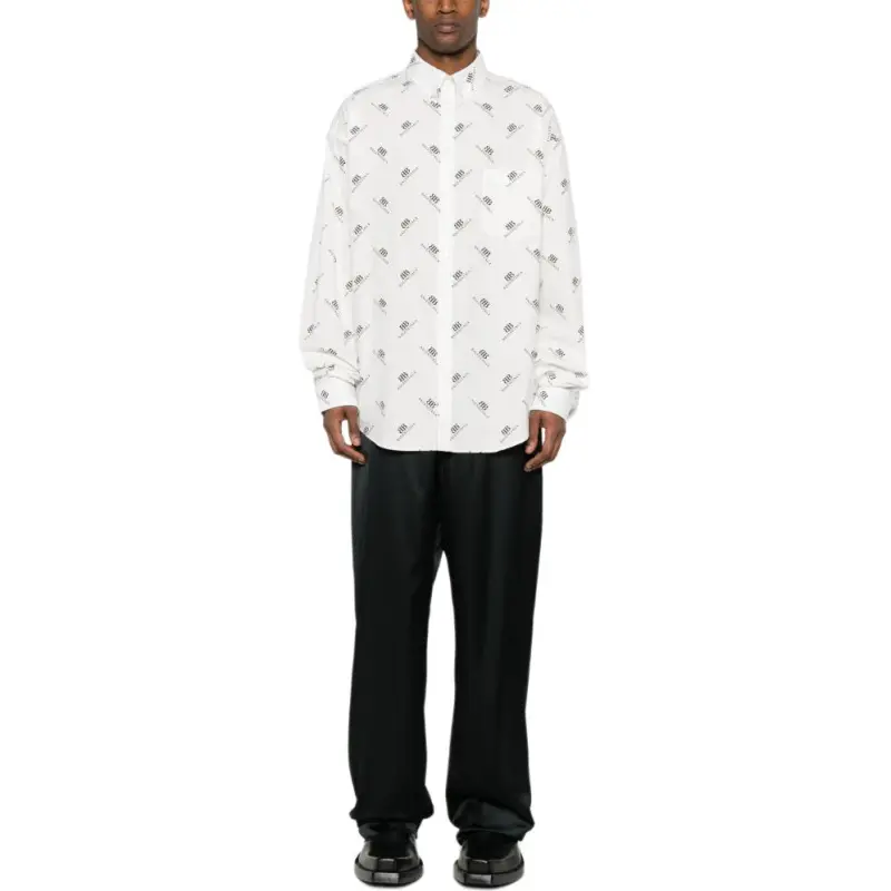 Balenciaga Allover Bb Logo Printed Long Sleeved Shirt-2