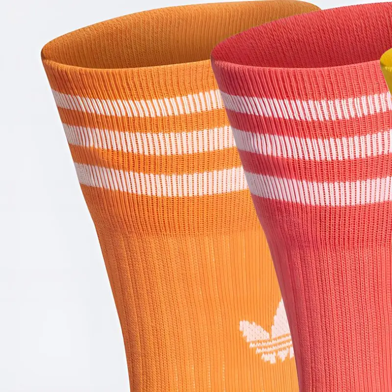 Adidas Mid Calf Socks Unisex 1 Set Of 3 Pack Bright Pink/Neon/Deep Orange/Yellow-1