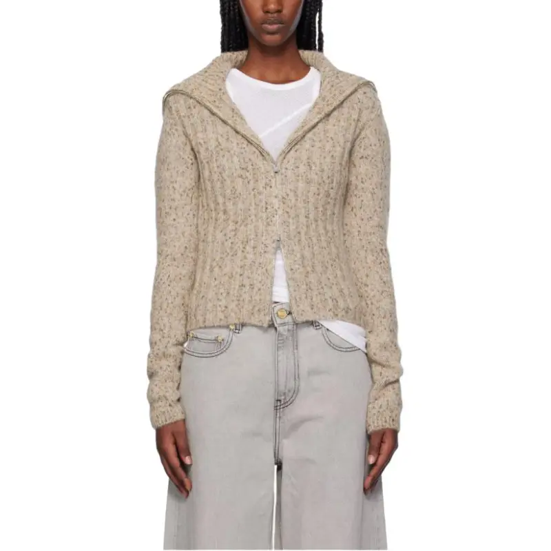 GANNI Highneck Zip Cardigan-2