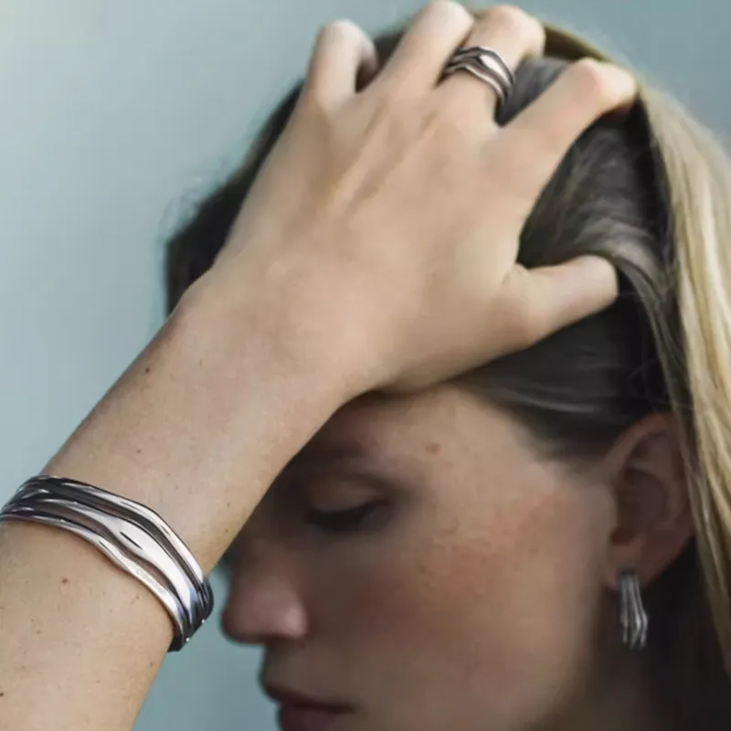 CALVIN KLEIN Wind Style Collection Steel Bangles Women's-1