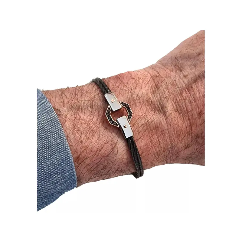 BARAKA Diamond Stainless Steel 18K Rose Gold PVD Bracelets Unisex Silver-3