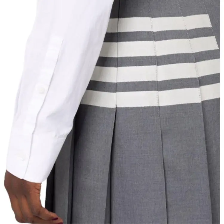 THOM BROWNE Pleated Asymmetric Midi Skirt-4