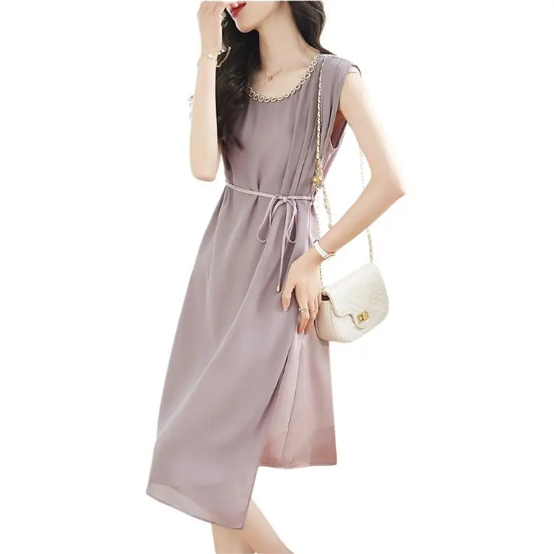 Mo Han Yi Mei Sleeveless Dress Women's Purple-4
