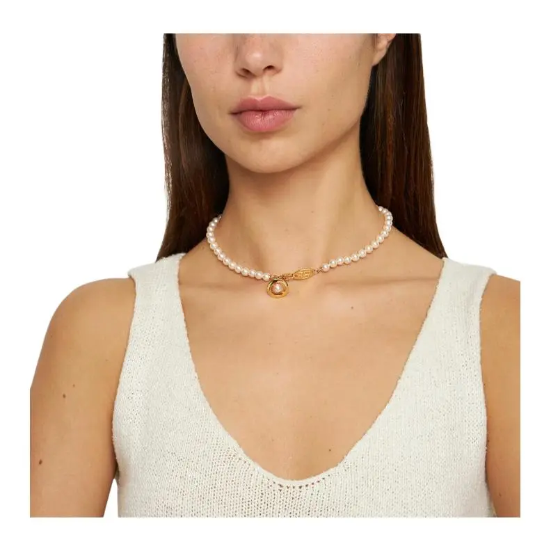 Vivienne Westwood Brass, Pearl, Enamel Necklaces Unisex Gold-4