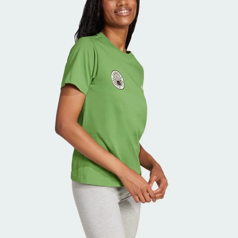 Adidas Women's Farm Graphic T Shirt Crew Green-3