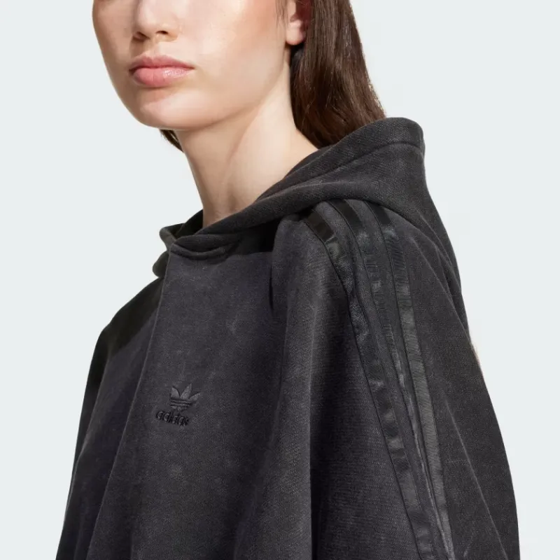 Adidas Washed Out Crop Oversized Zip Hoodie Black-3