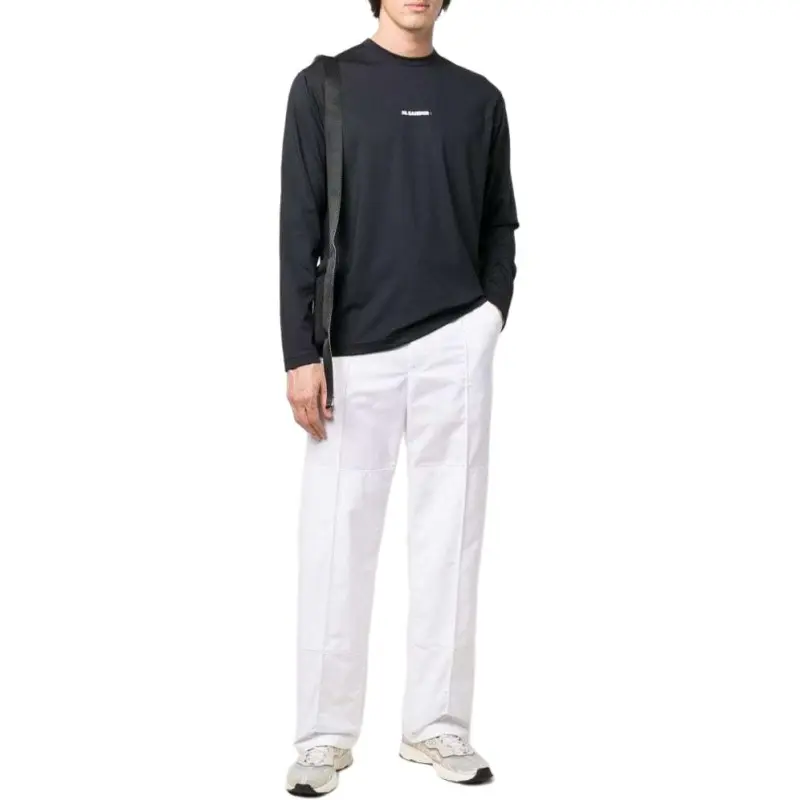 JIL SANDER + Logo print Crew neck Jersey Top-2