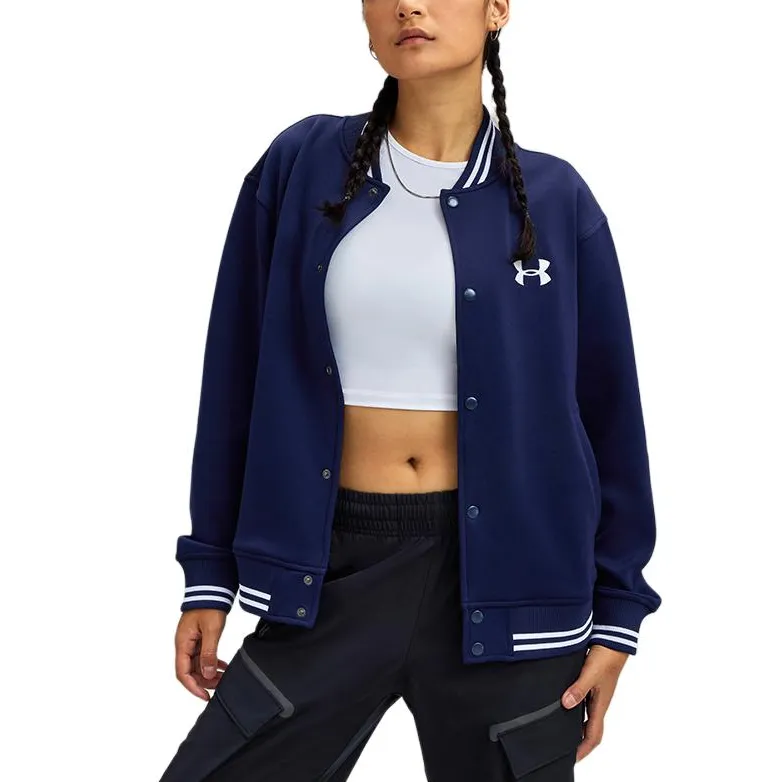 Under Armour Knit Bomber Baseball Jacket Unisex Navy Blue-6