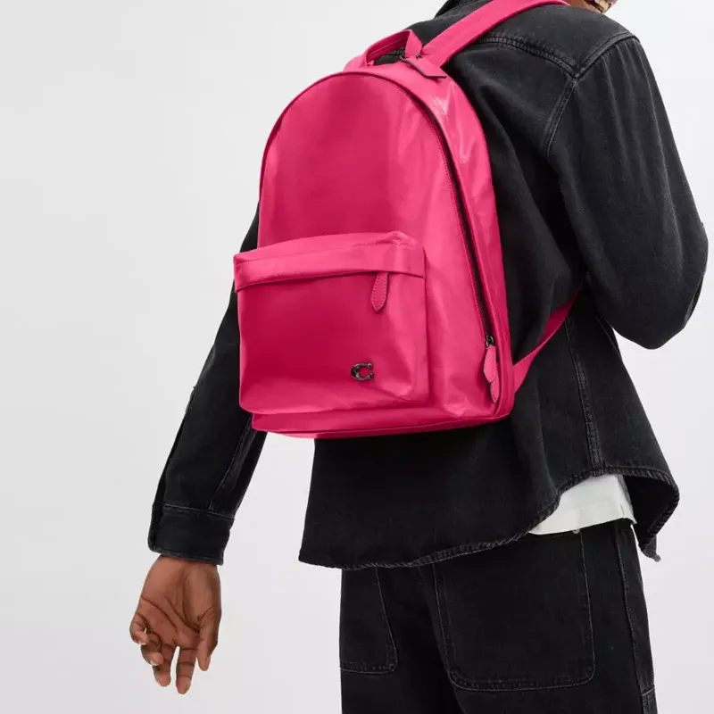 COACH Zhen Paper Leather Backpack Large Size Men's Dragon Fruit Red-4
