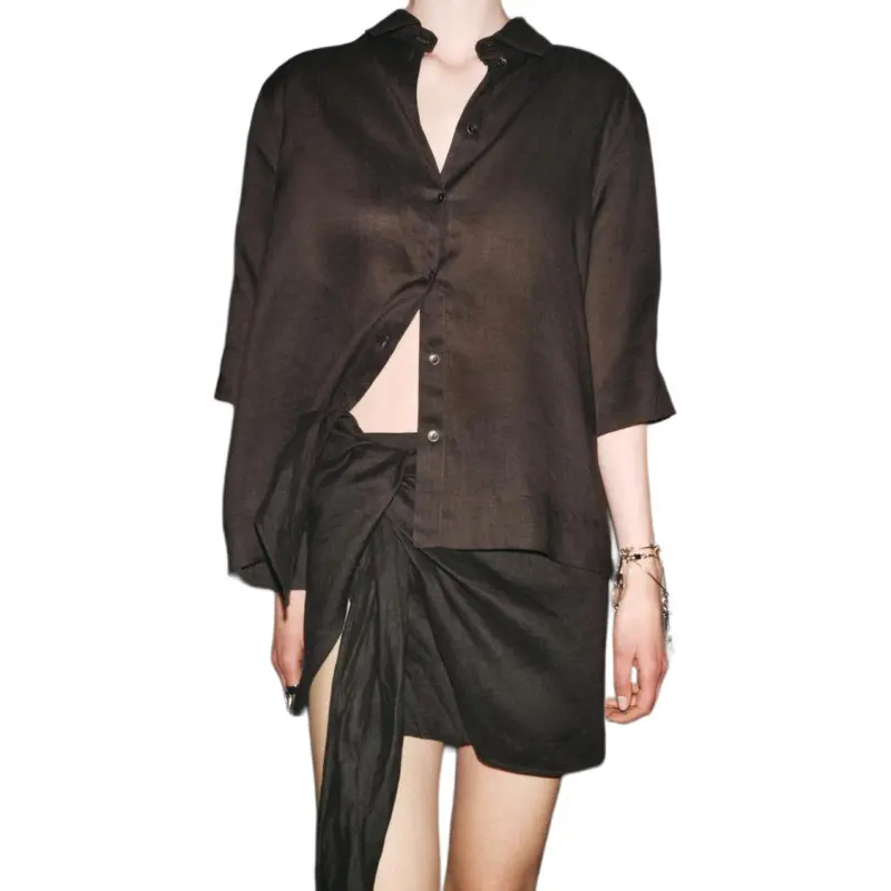 ZARA ZW Series Shirt Women's Brown-2