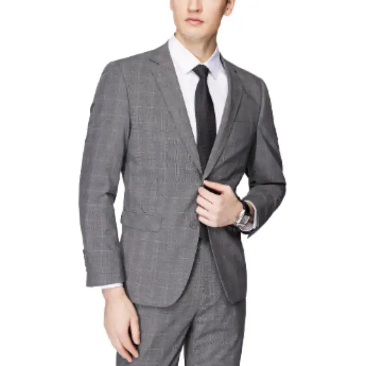 FIRS Business Suits Men's Gray Plaid-1