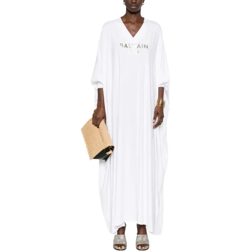 BALMAIN Logo print Maxi Dress-1