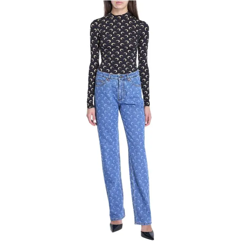 Marine Serre Crescent Printed High Neck Long Sleeved Top-2