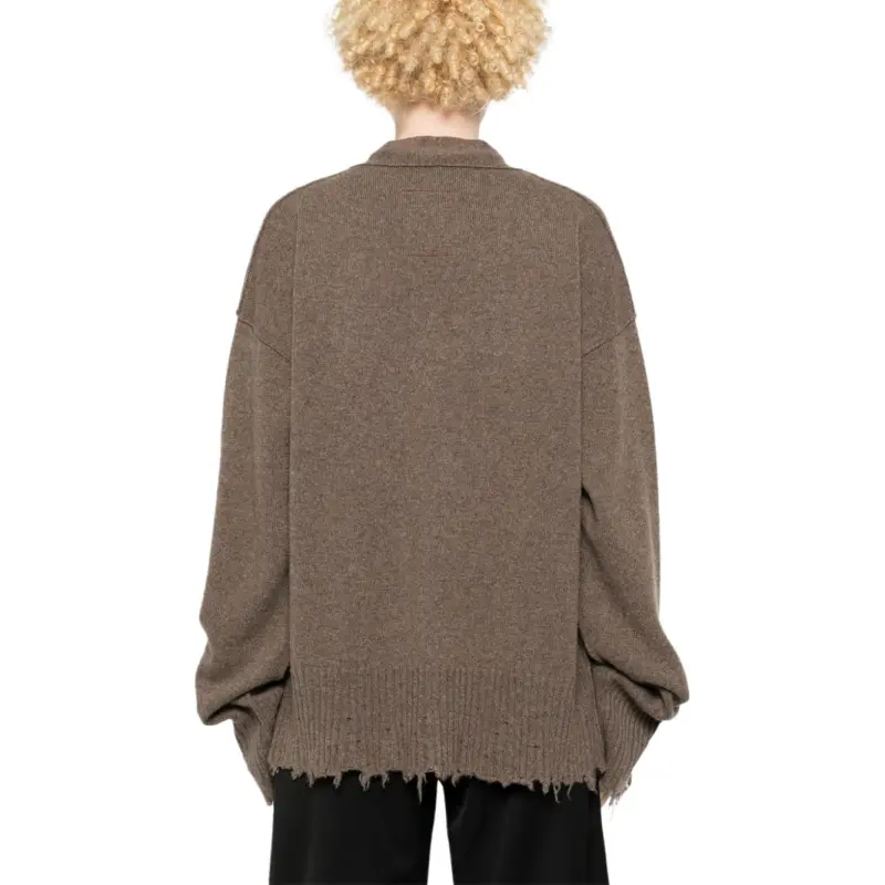 UMA WANG Raw Cut V Neck Cardigan-4