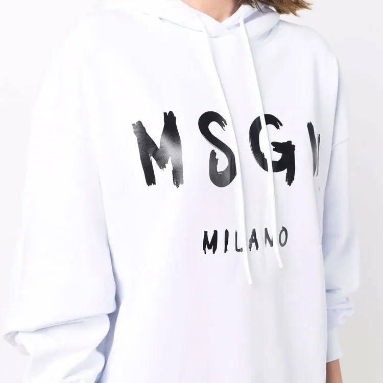 MSGM Logo Printed Drawstring Hoodie-4