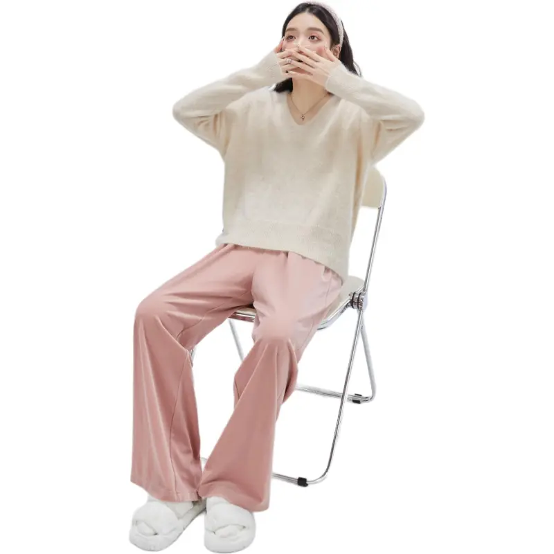 DEAR DEER PUFF Casual Pants Women's Pink-5