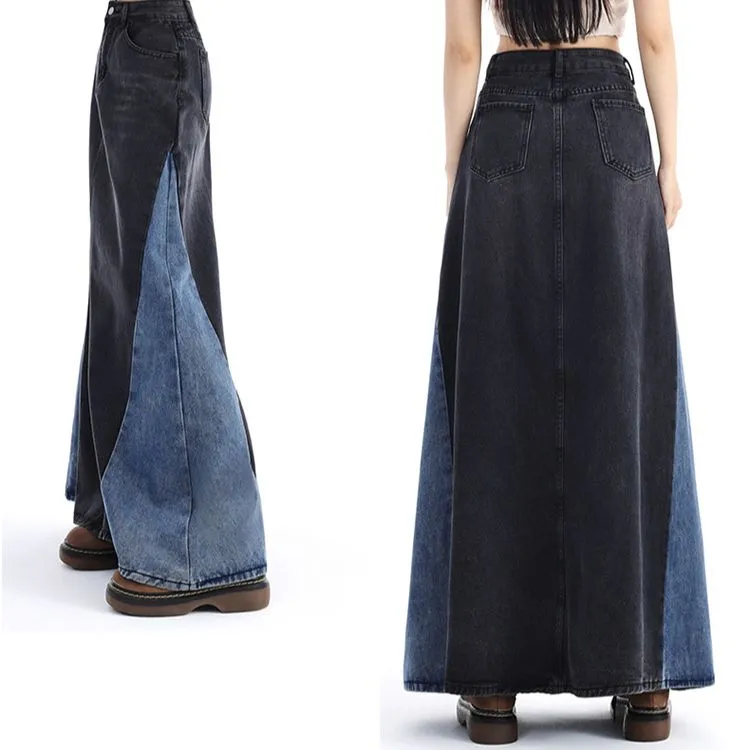 Ordifen Denim Long Skirts Women's-11