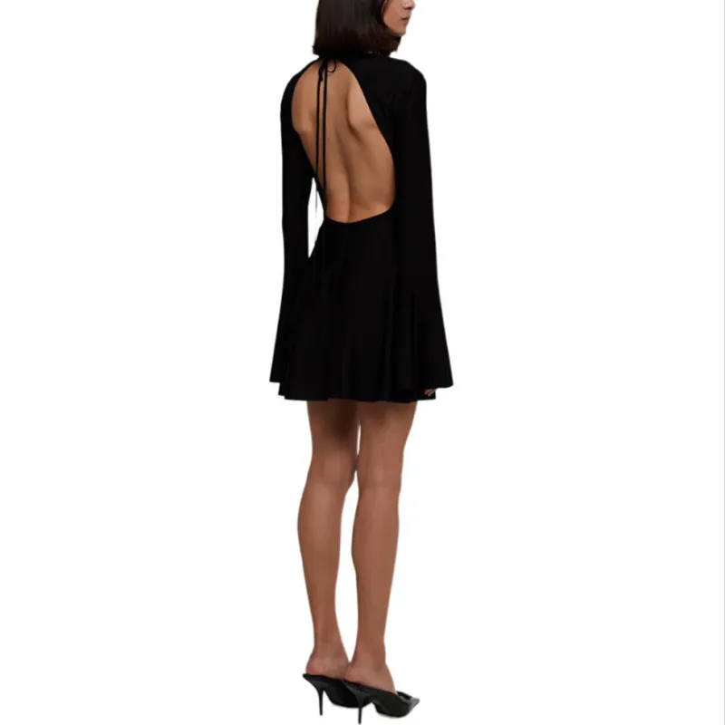 SAINT LAURENT Open back Flared Minidress-3