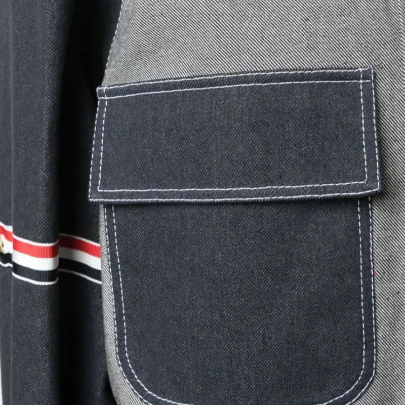 THOM BROWNE Long Sleeved Dresses Women's Patchwork Denim-4