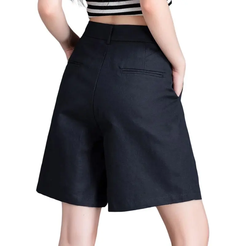 You Cow Me Pants Casual Shorts Women's Black-5