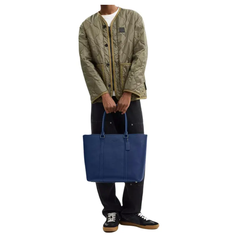 COACH Leather Tote Bag, Shopping Bag, Handbag Tubas Men's Dark Blue-4
