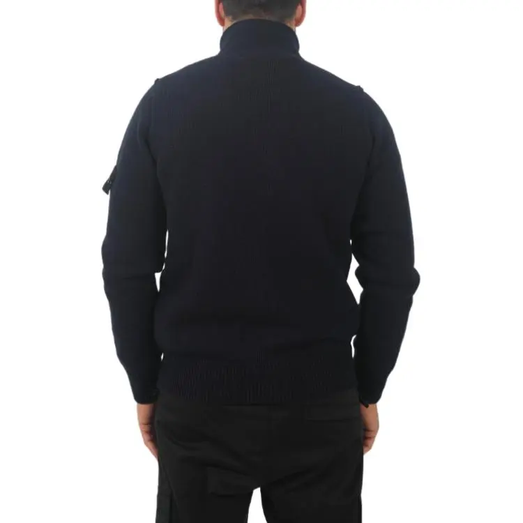 STONE ISLAND High Neck Logo Patch Ribbed Cardigan-4