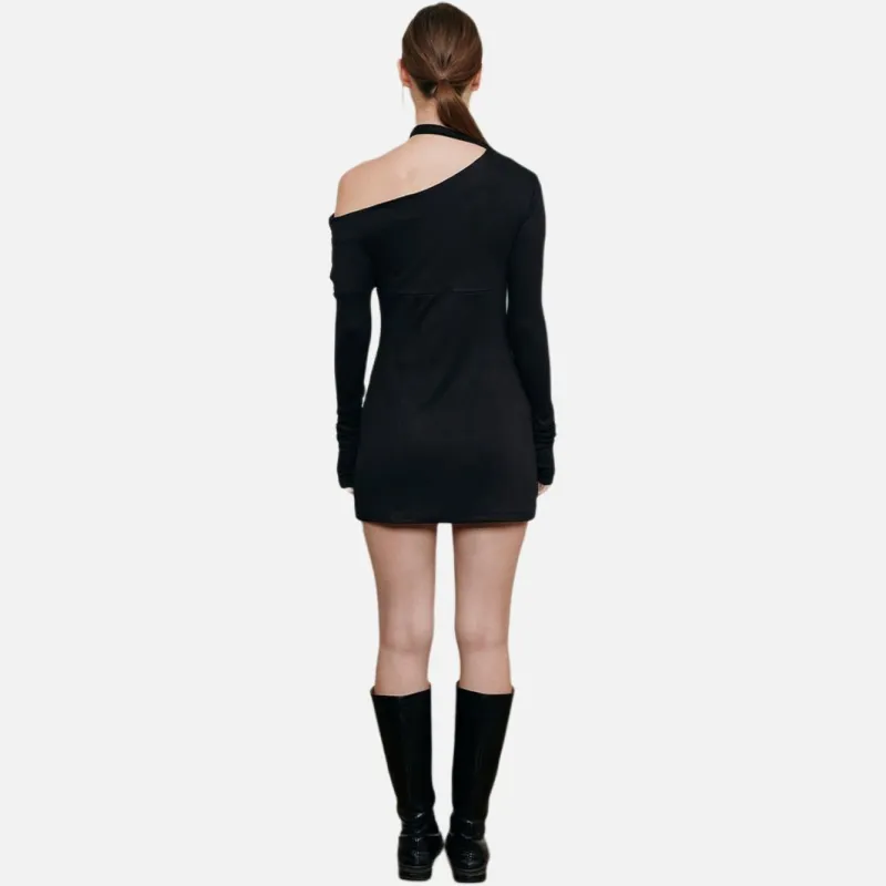 NOT YOUR ROSE FW24 Shirring Scarf Dress Skirt Set Women's Black-2