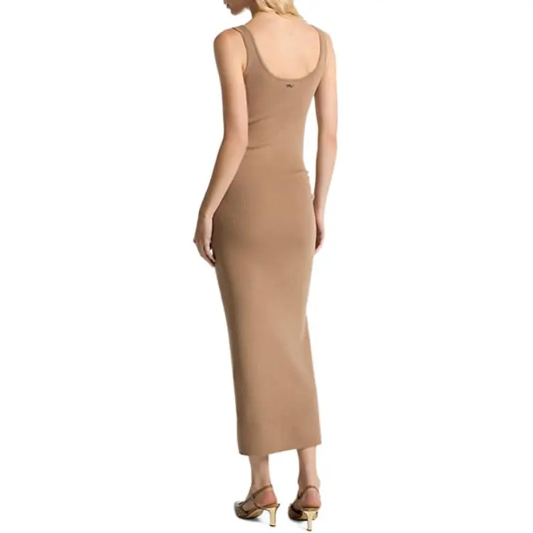 MICHAEL KORS Stretch Wool Blend Ruched Tank Dress-2