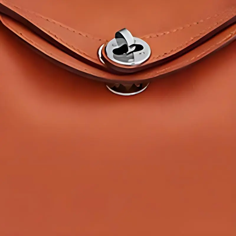 HERMES Lindy Swift Leather Shoulder Bag Women's Terre Battue/Capucine Red Soil/Orange Red-1