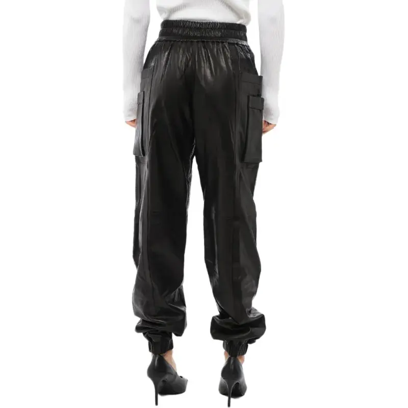 BALMAIN Leather High waisted Trousers-1