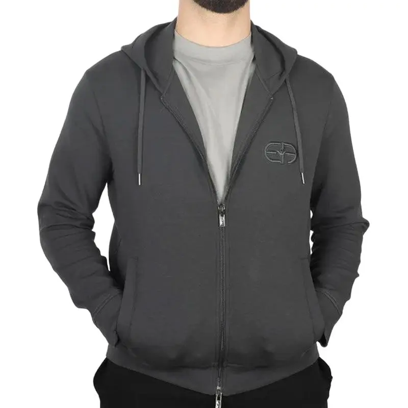 EMPORIO ARMANI Zipped Logo Embroidered Hoodie-2