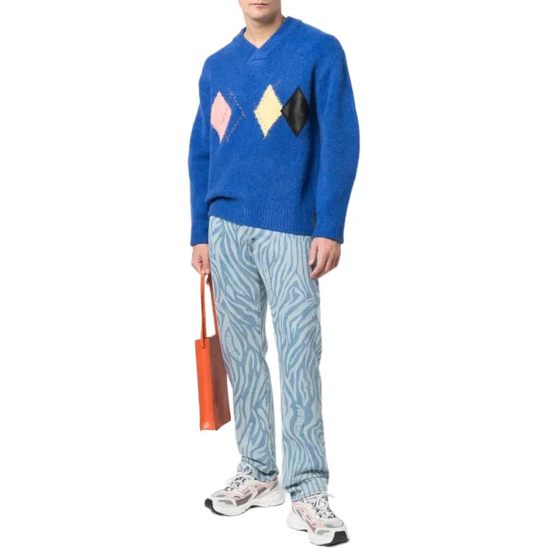 ADER ERROR Illand Argyle knit Oversized Jumper-3