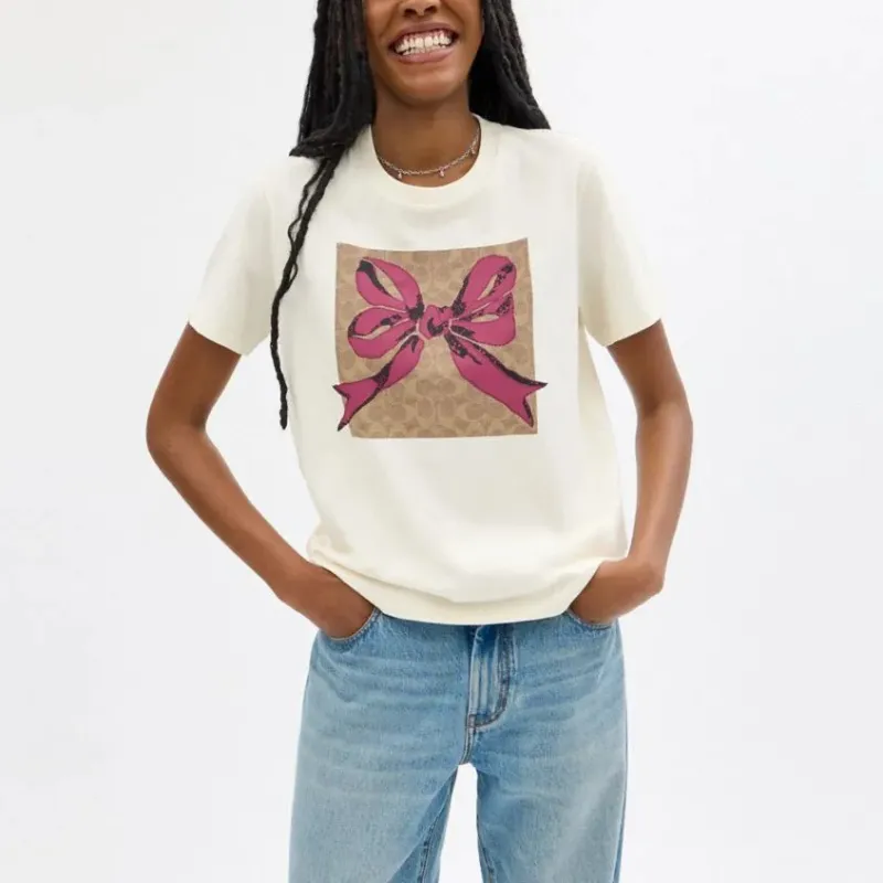 COACH FW24 Regular T Shirt Women's Cream-1