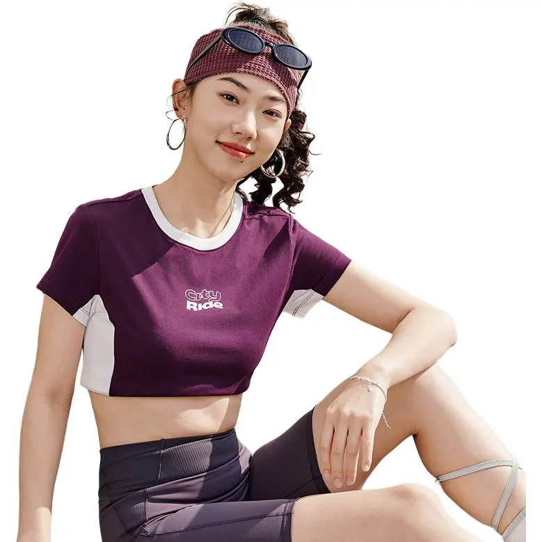QIAODAN Sports Life Collection Regular T Shirt Women's Dark Berry Purple/Jordan White-3