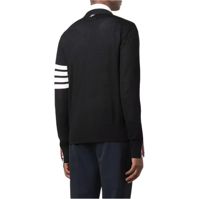 THOM BROWNE 4 Bar V Neck Knitted Cardigan-3