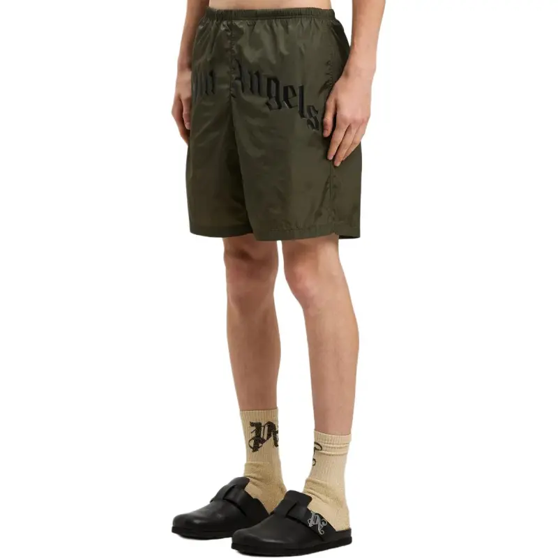 PALM ANGELS Curved logo Swim Shorts-3